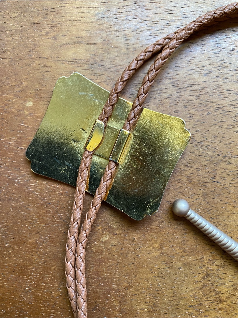 Bolo tie made from vintage cloisonné belt buckle featuring a pheasant. - Picture 4 of 5